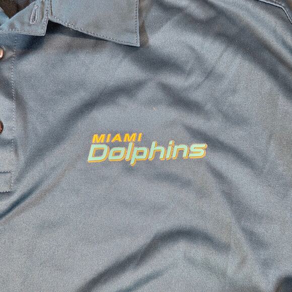 Nike Dri-Fit NFL On Field Miami Dolphins Polo Shirt XXL Aqua Blue - Picture 6 of 11